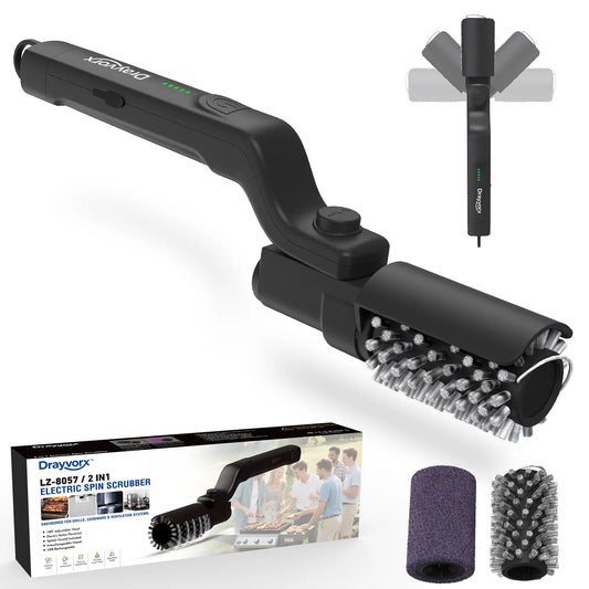Drayvorx Rechargeable Electric Grill Cleaner Brush - 400 RPM Motor with Type-C Charging and Stainless Steel Bristles
