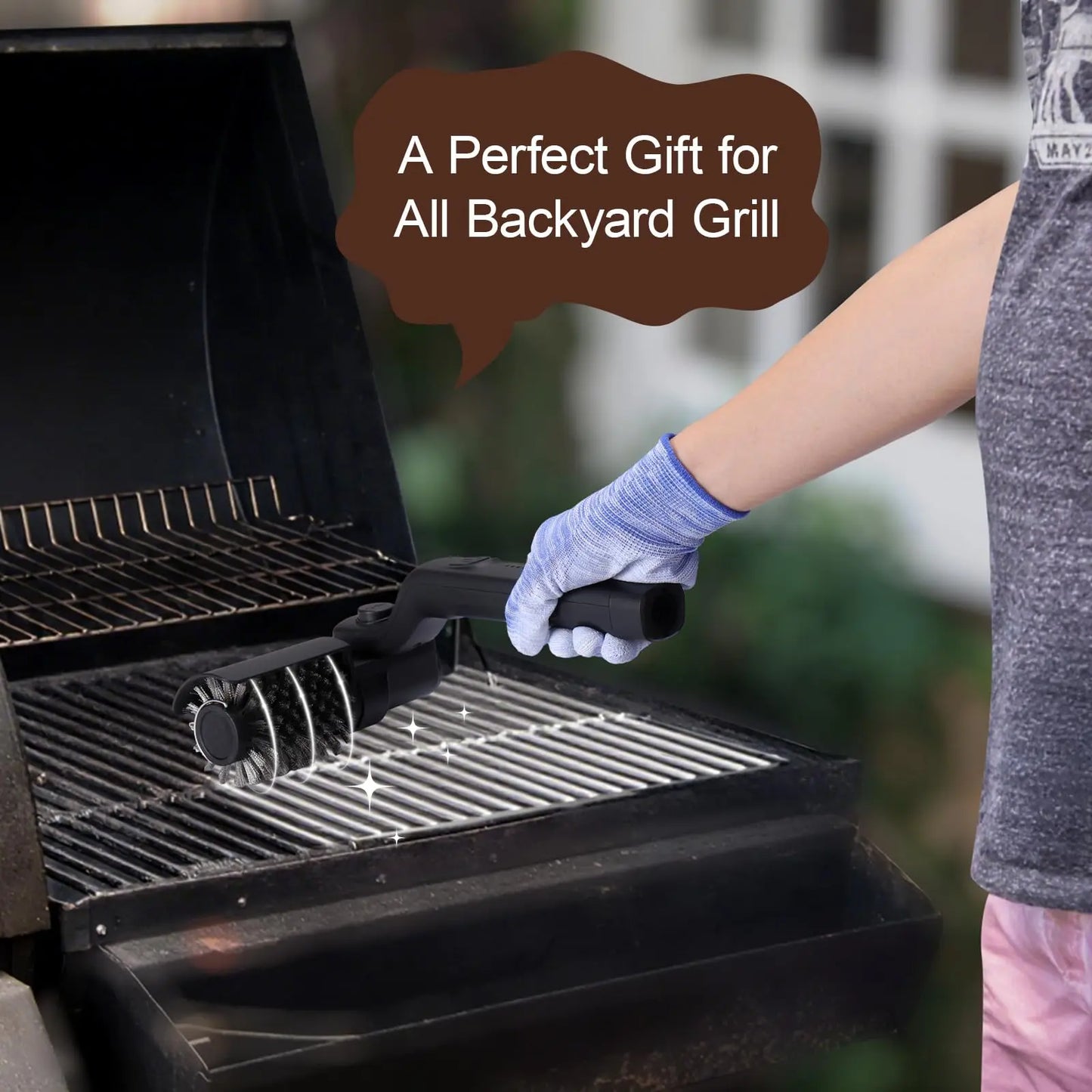 Drayvorx Rechargeable Electric Grill Cleaner Brush - 400 RPM Motor with Type-C Charging and Stainless Steel Bristles
