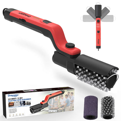Drayvorx Rechargeable Electric Grill Cleaner Brush - 400 RPM Motor with Type-C Charging and Stainless Steel Bristles